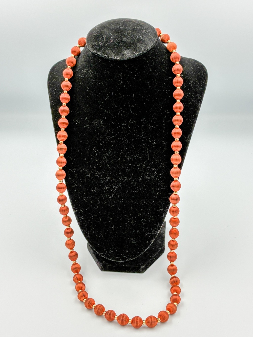 Vintage wooden bead necklace 30.5"